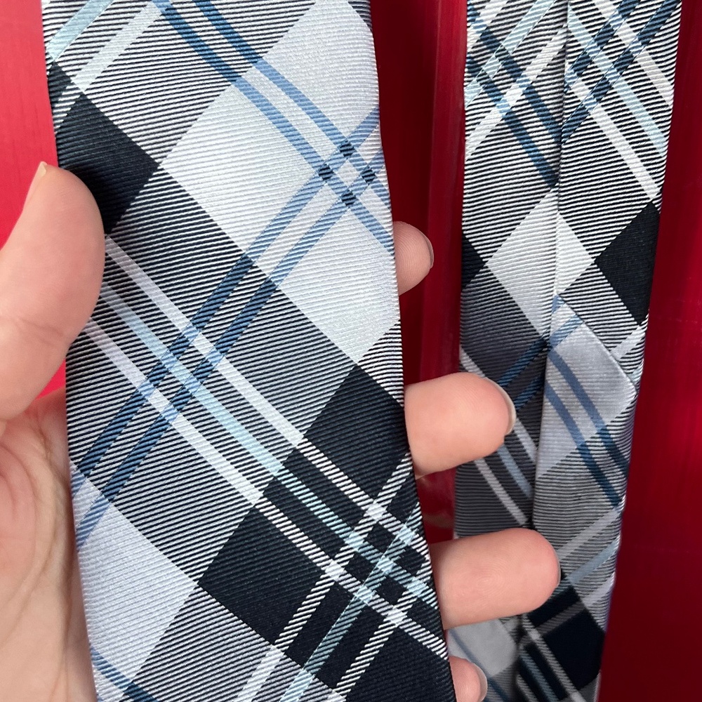 Express Men's Tie Blue White Pattern Formal Business Winter Work Fancy